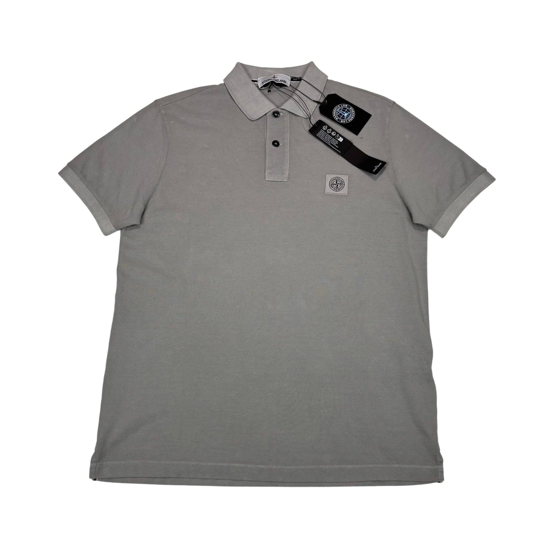 Stone Island Gray Patch Logo Polo Shirt