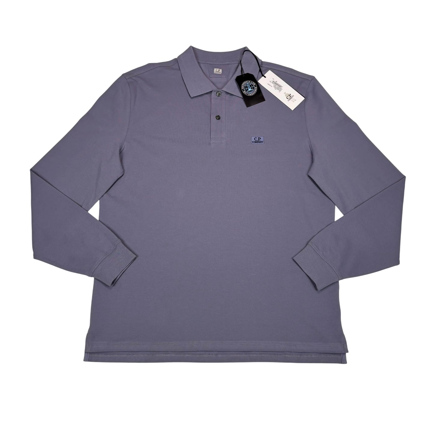 C.p. Company Purple Long Sleeve Box Logo Polo Shirt