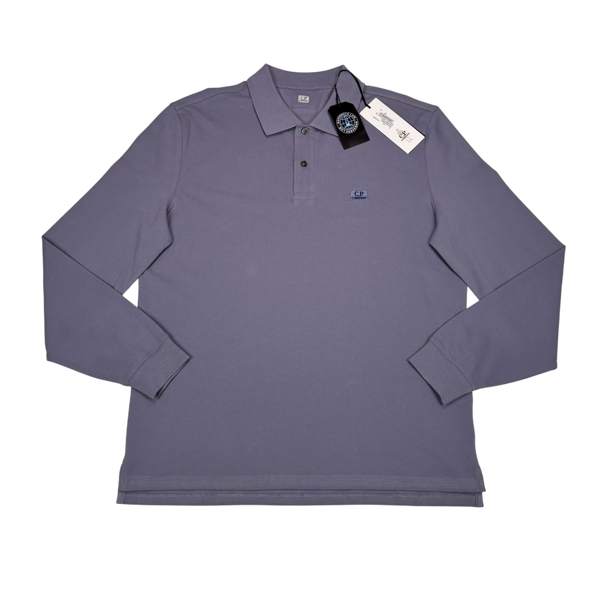 C.p. Company Purple Long Sleeve Box Logo Polo Shirt