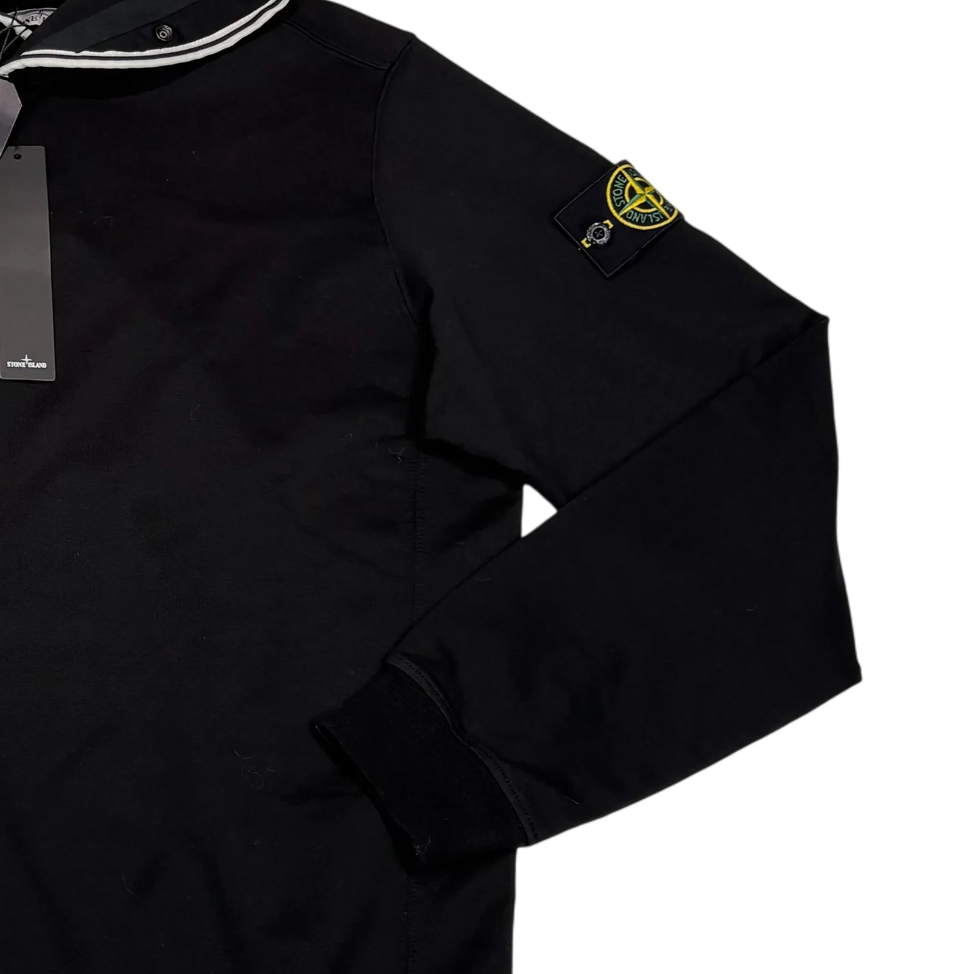 Stone Island Black Hood Design Compass Patch Hoodie