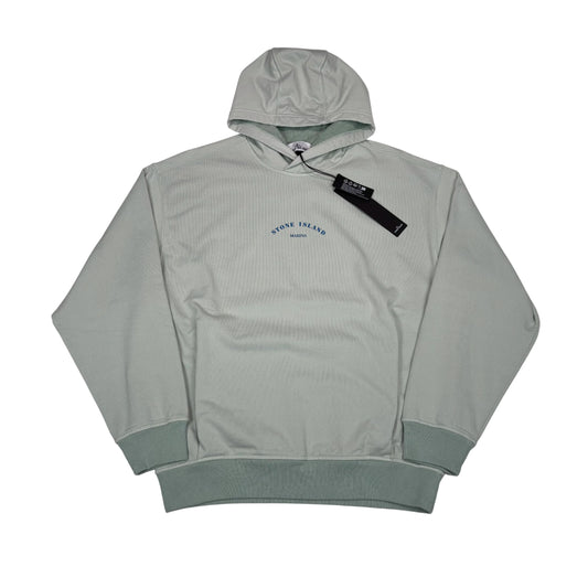 Stone Island Green Marina Logo Spell Out Hoodie
