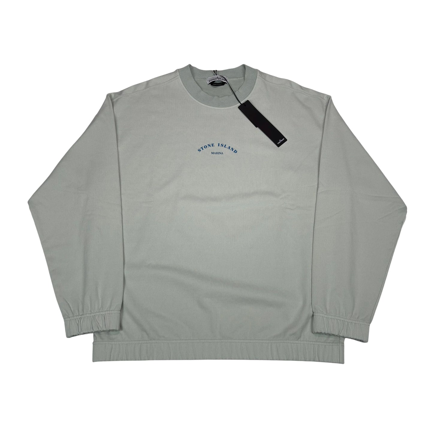 Stone Island Green Marina Logo Spell Out Crewneck Jumper