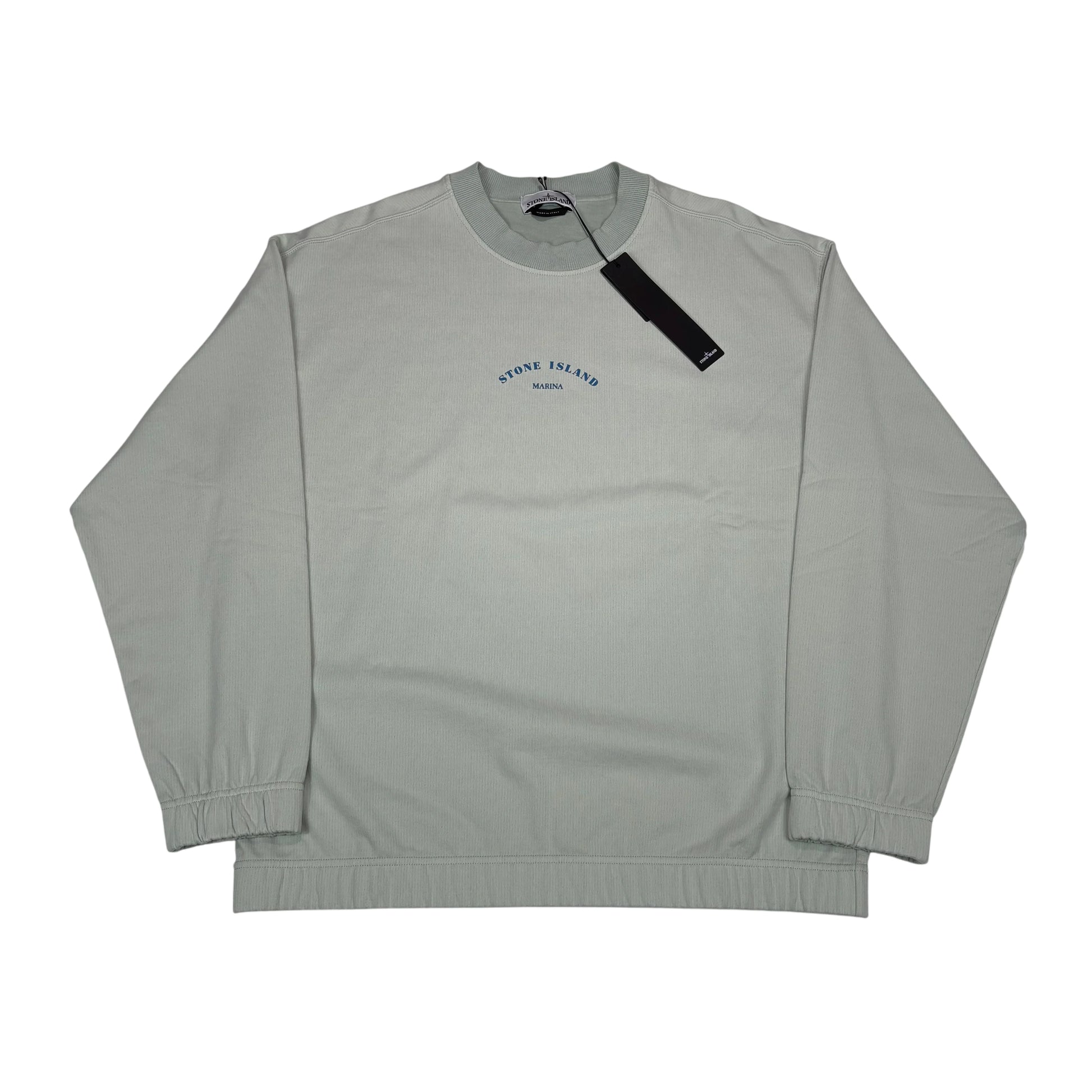 Stone Island Green Marina Logo Spell Out Crewneck Jumper