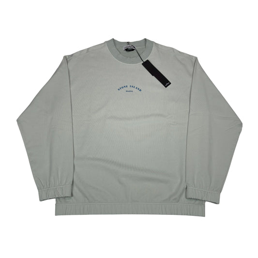 Stone Island Green Marina Logo Spell Out Crewneck Jumper