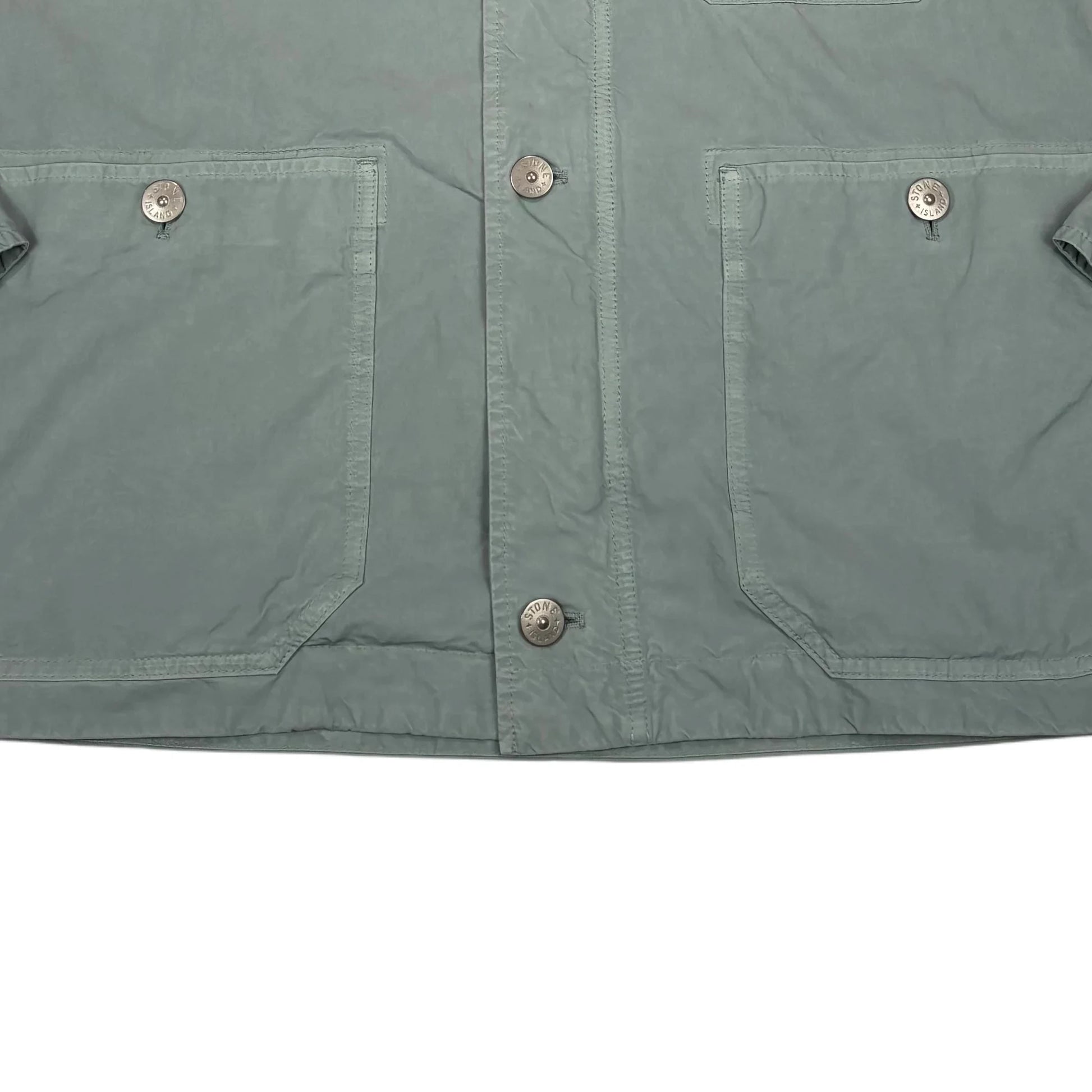 Stone Island Green Cupro Cotton Twill Compass Patch with Hidden Hood Jacket
