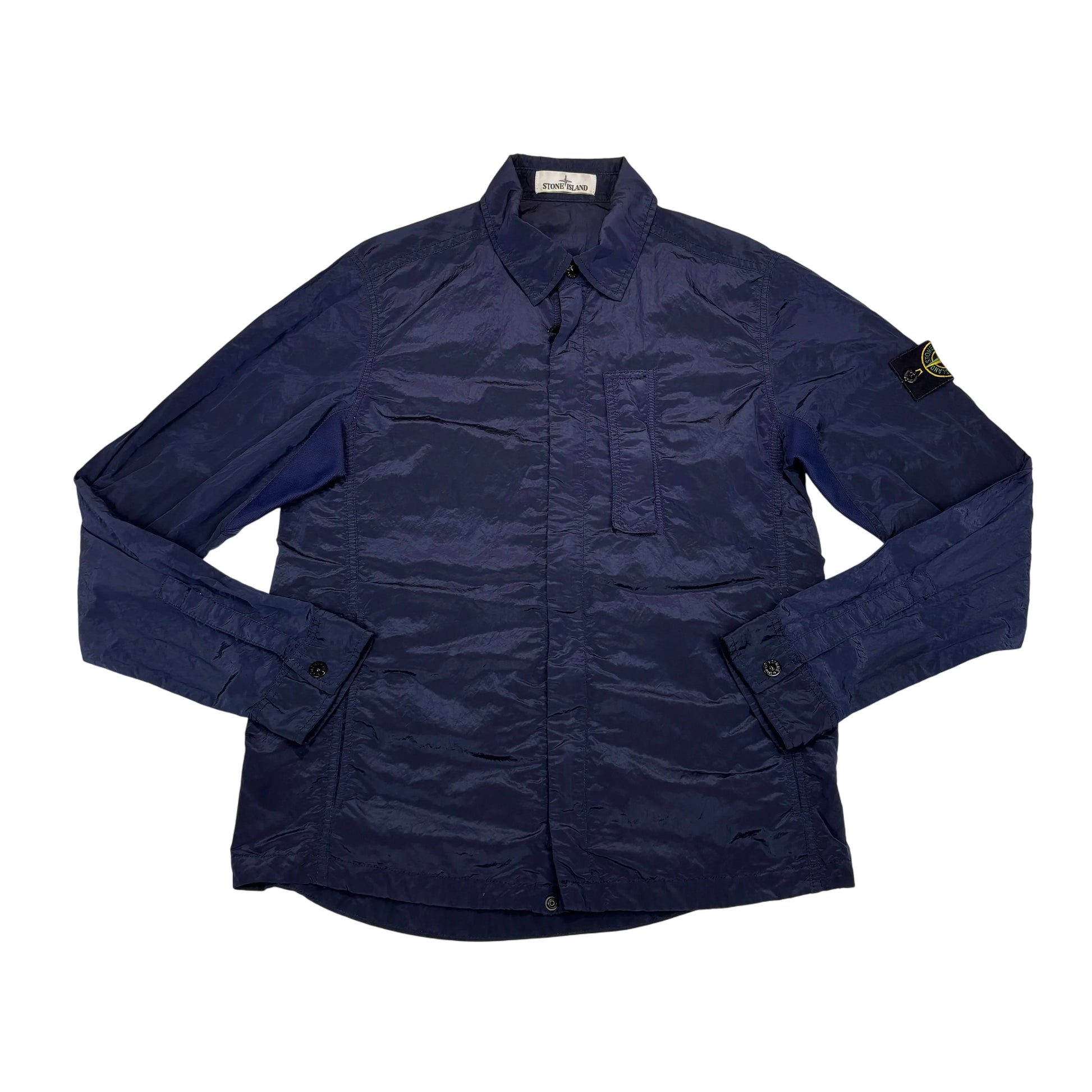 Stone Island Navy Blue Nylon Metal Collared Overshirt Jacket