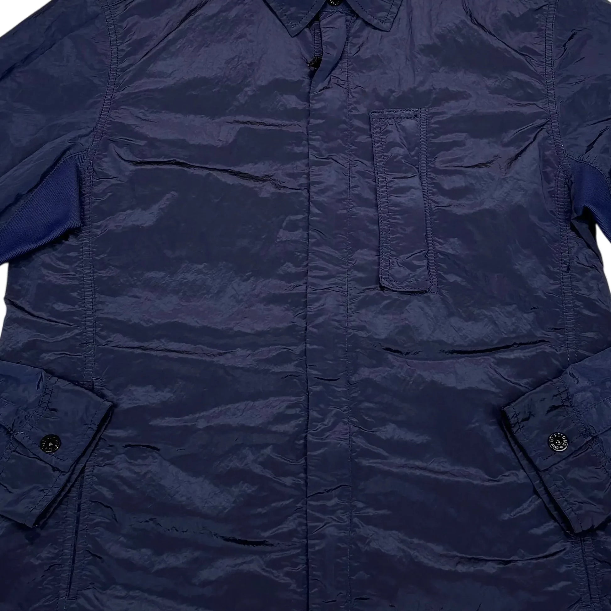 Stone Island Navy Blue Nylon Metal Collared Overshirt Jacket