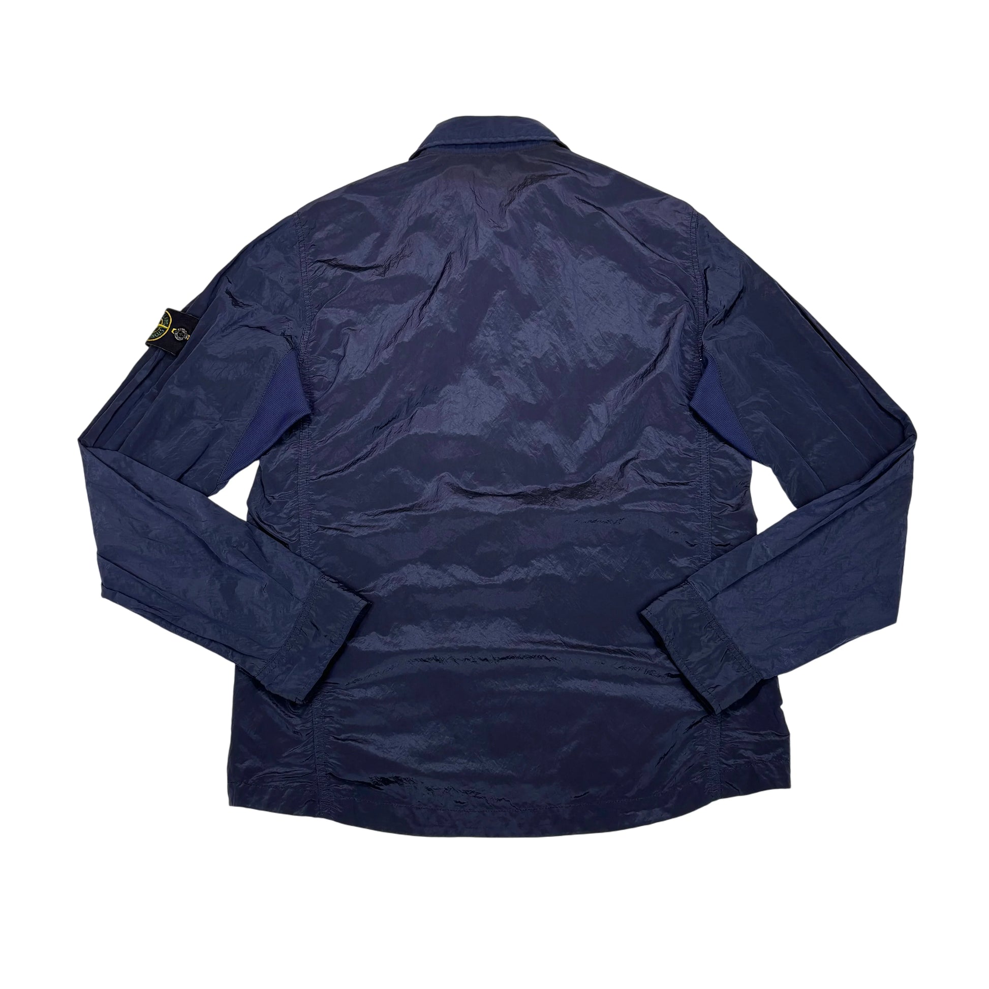 Stone Island Navy Blue Nylon Metal Collared Overshirt Jacket