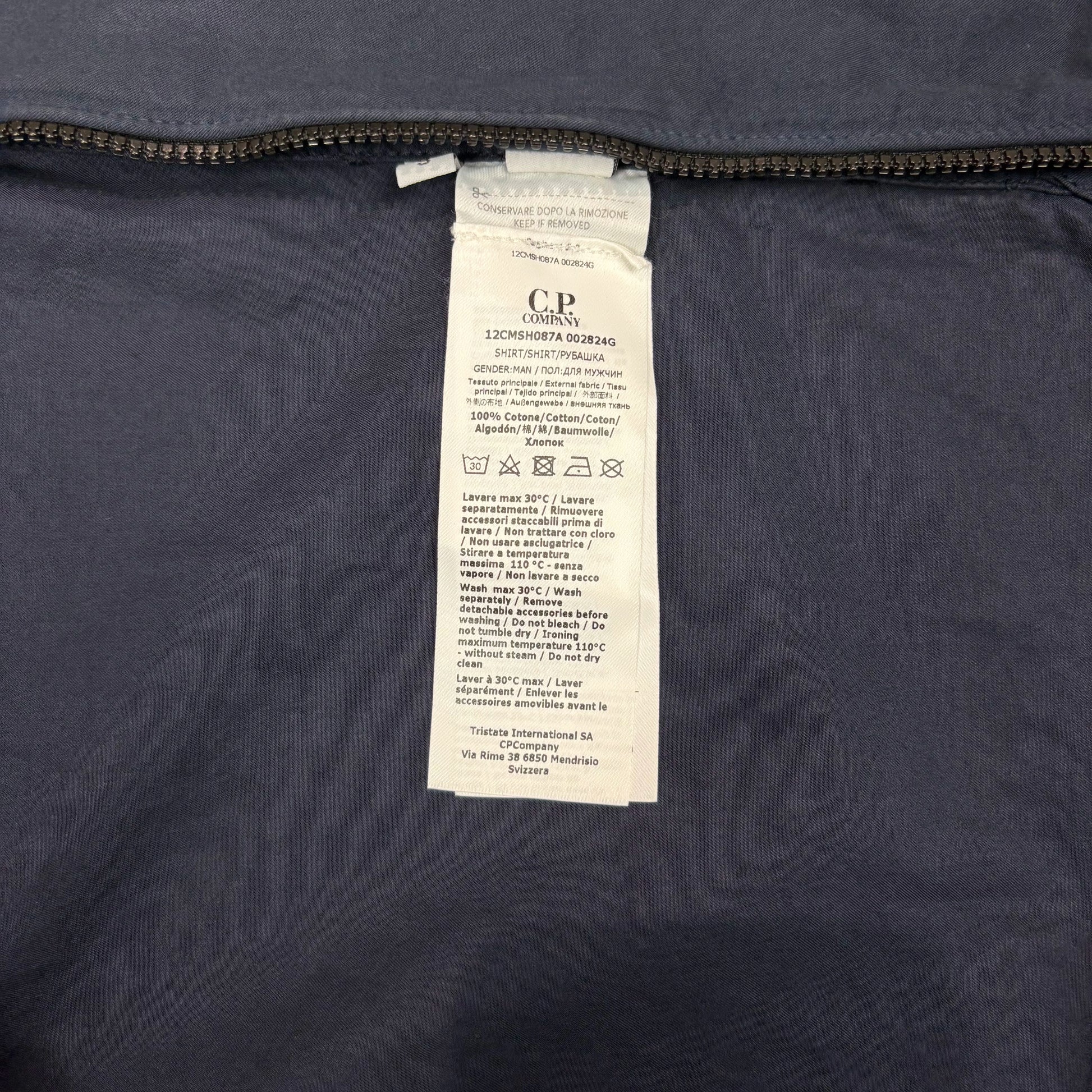 C.p. Company Navy Zip Up Collared OverShirt Jacket