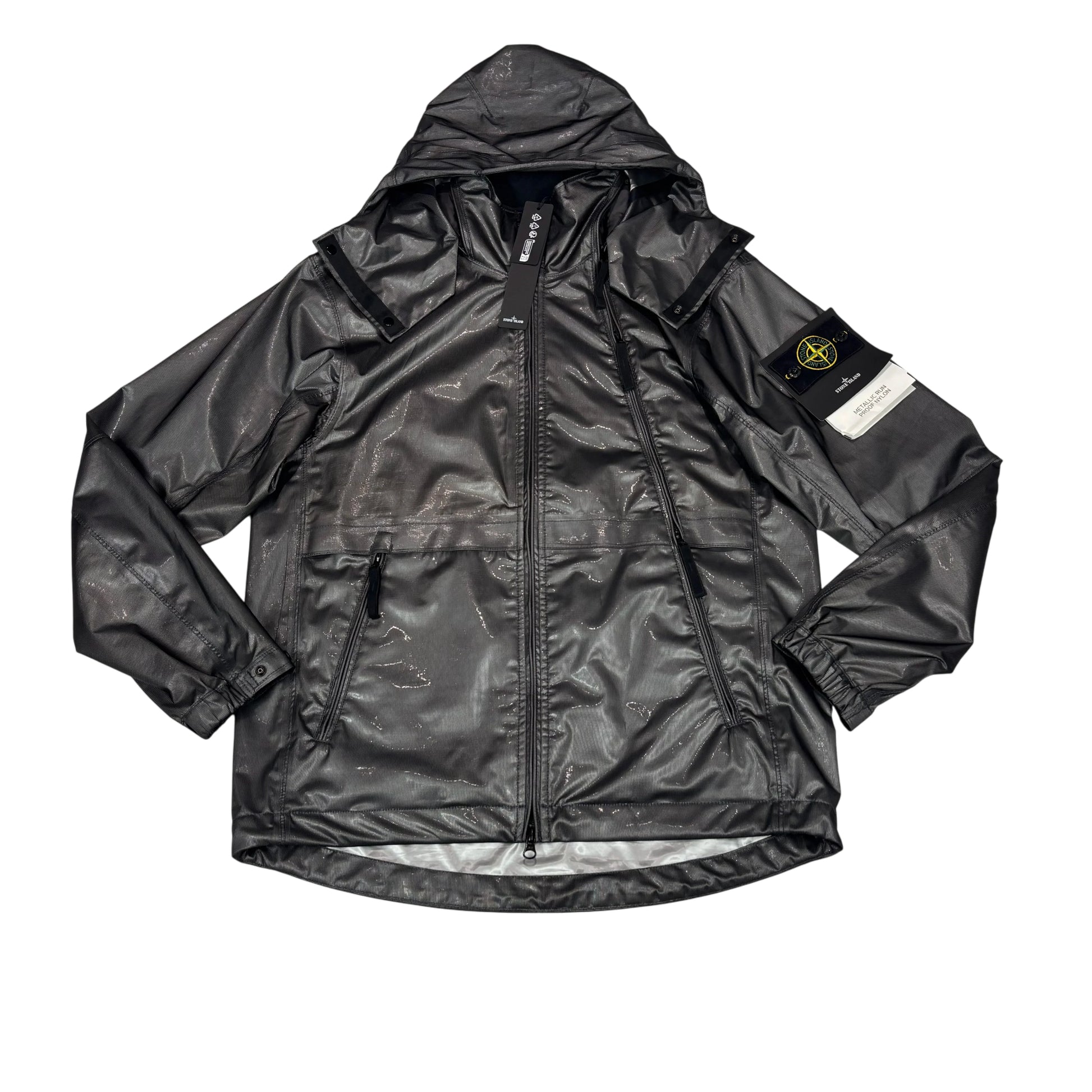 Stone Island Black Metallic Run Proof Nylon Jacket