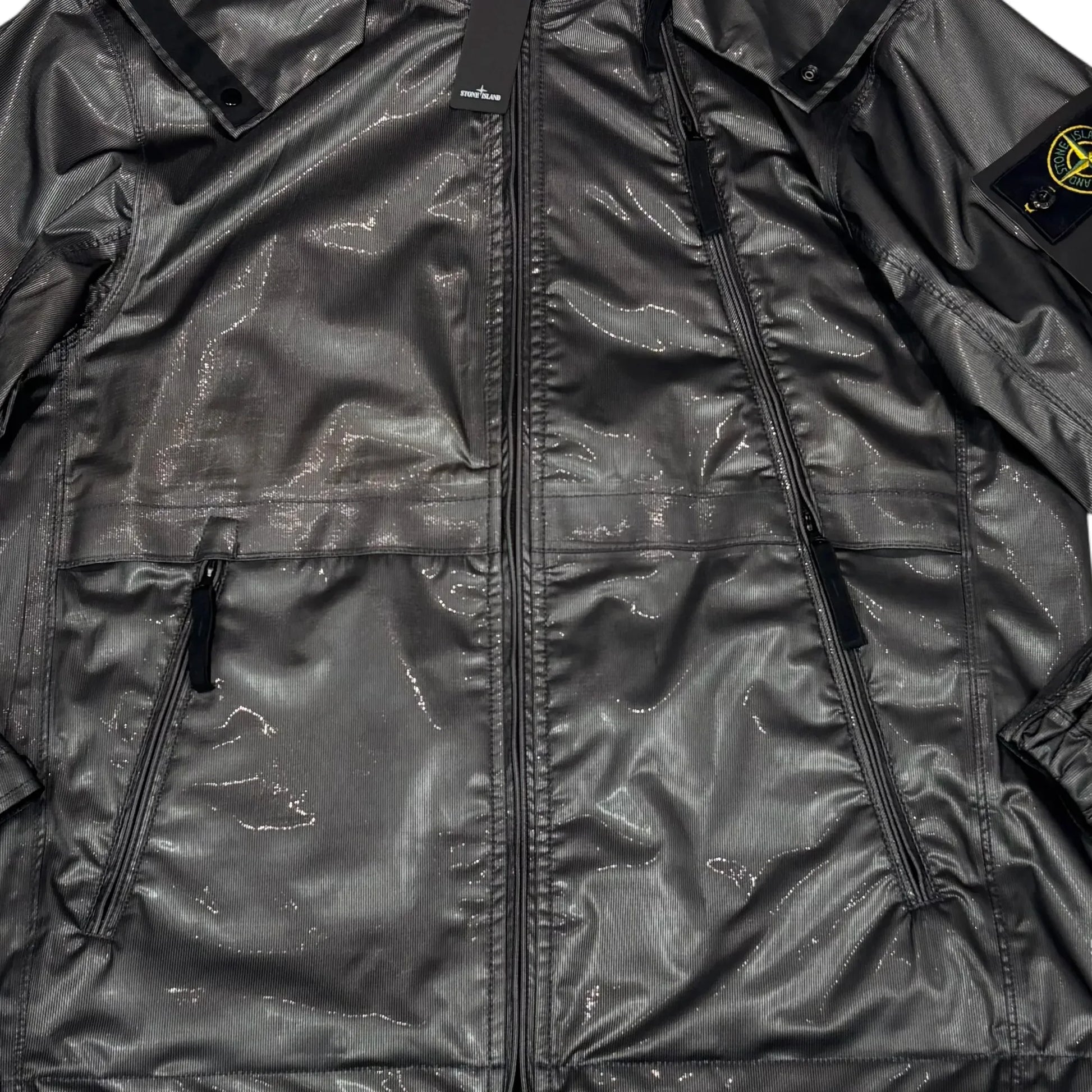 Stone Island Black Metallic Run Proof Nylon Jacket