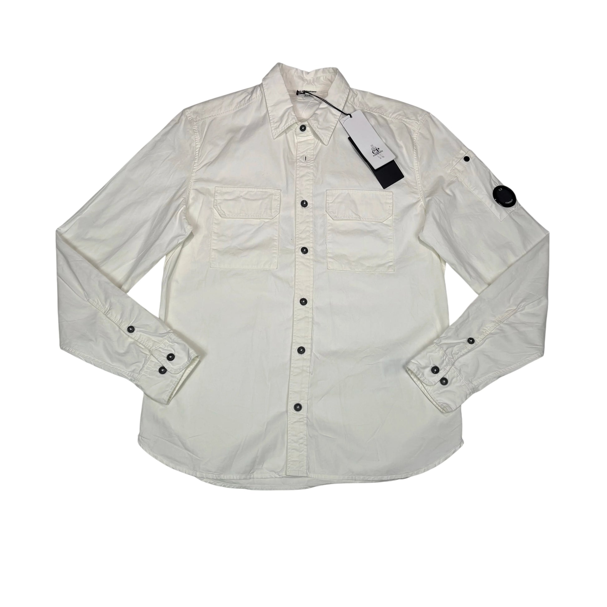 C.p. Company White Single Goggle Overshirt