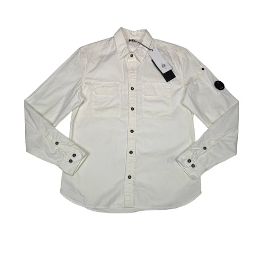 C.p. Company White Single Goggle Overshirt