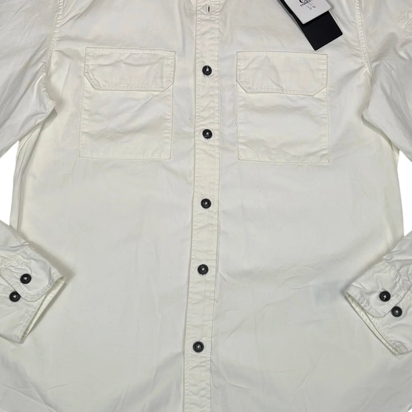 C.p. Company White Single Goggle Overshirt