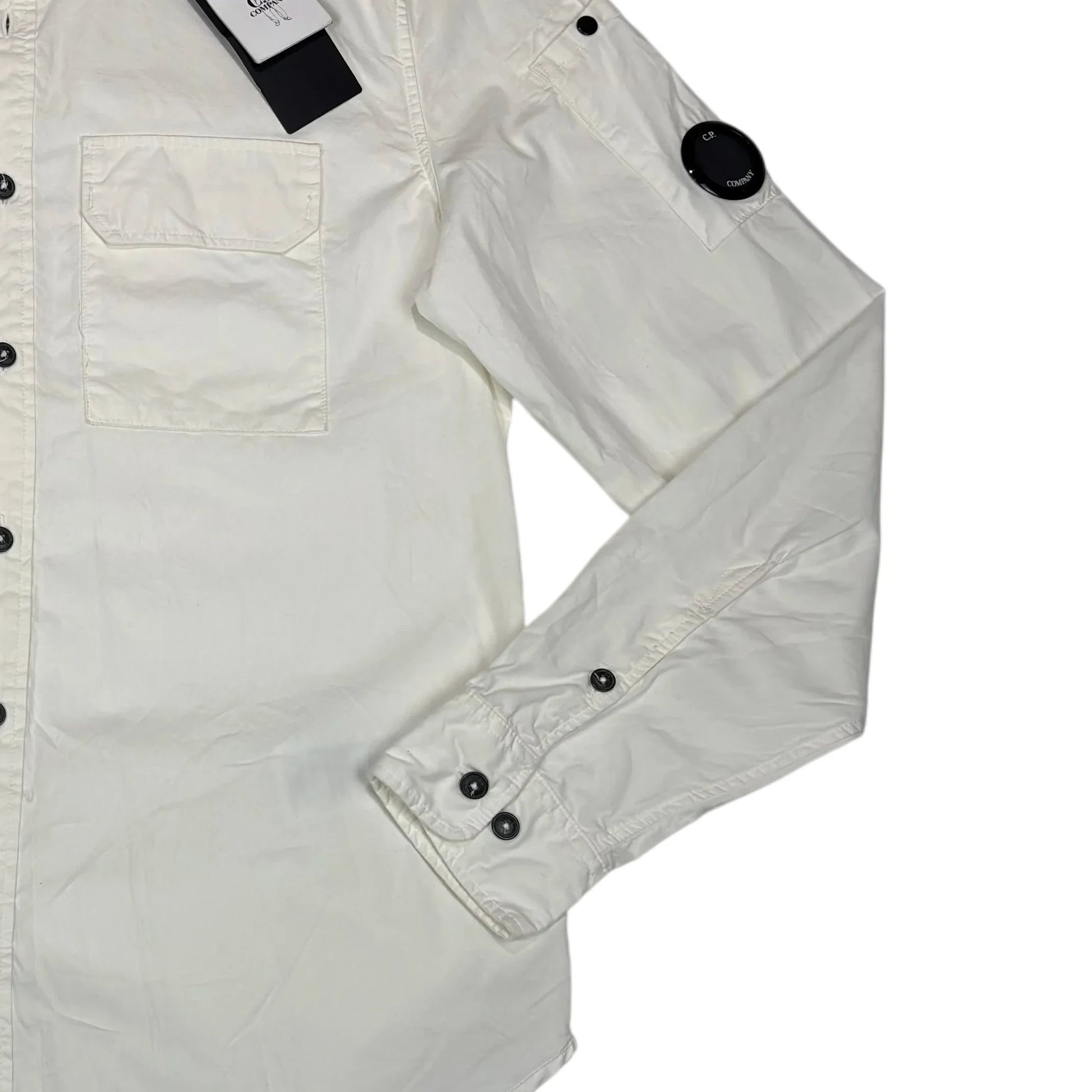 C.p. Company White Single Goggle Overshirt