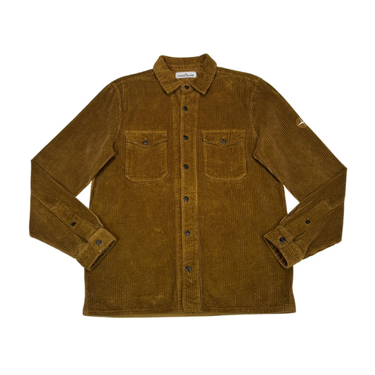 Stone Island Brown Corduroy Logo Embroidery Overshirt Jacket