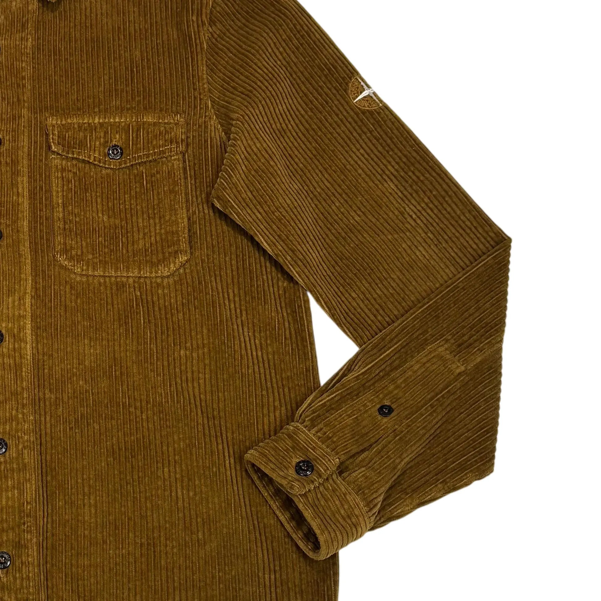 Stone Island Brown Corduroy Logo Embroidery Overshirt Jacket