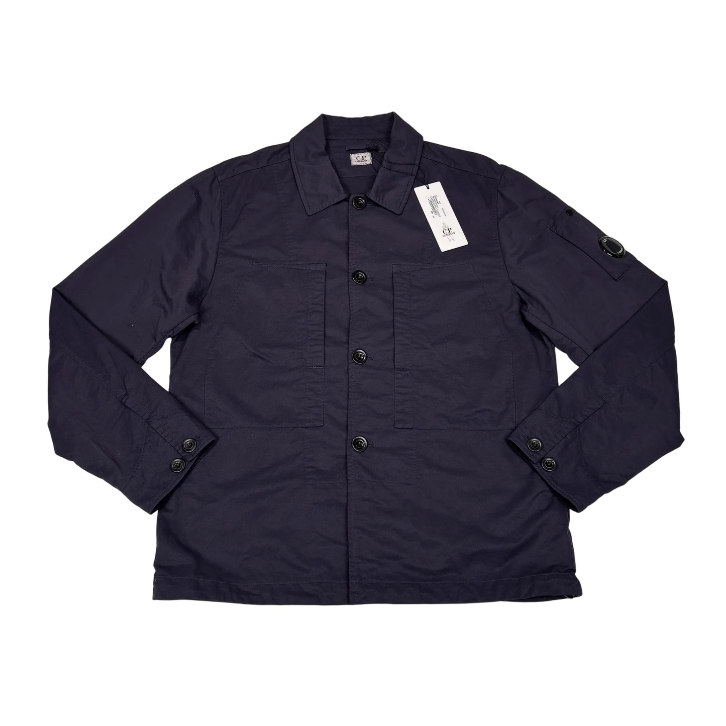 Cp Company Navy Single Goggle Button Up Overshirt
