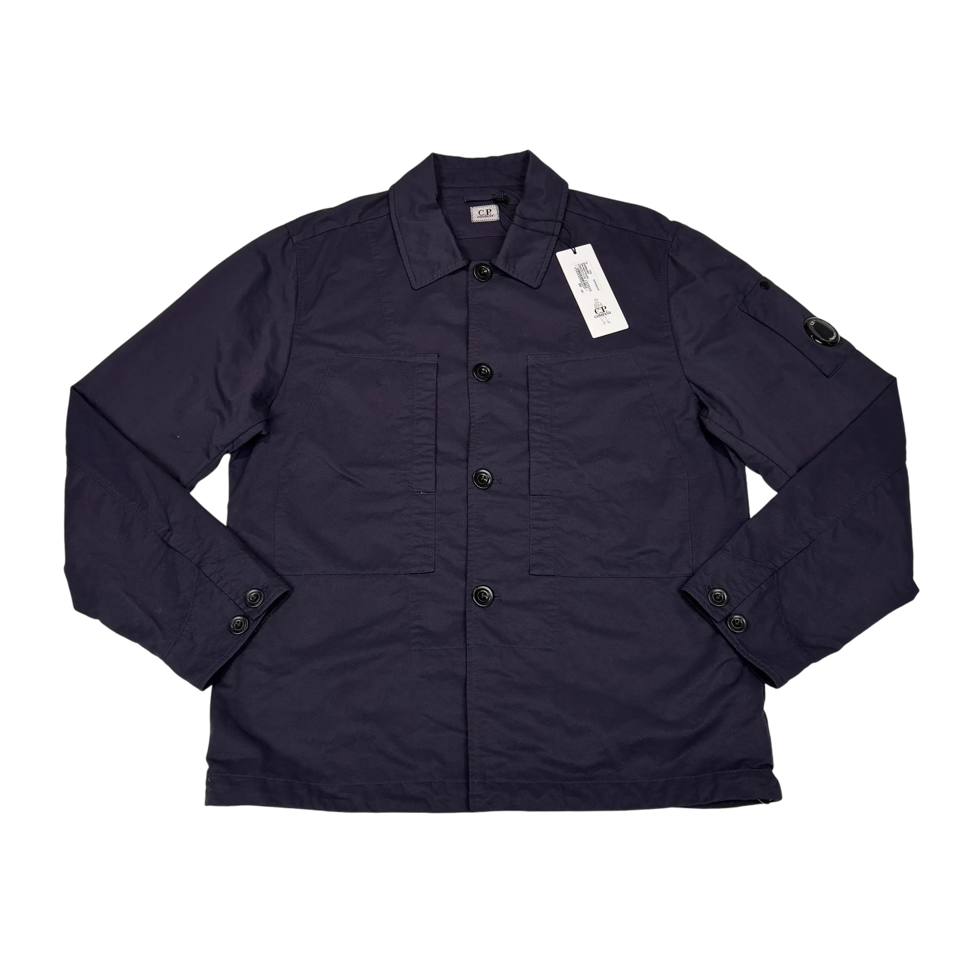 Cp Company Navy Single Goggle Button Up Overshirt