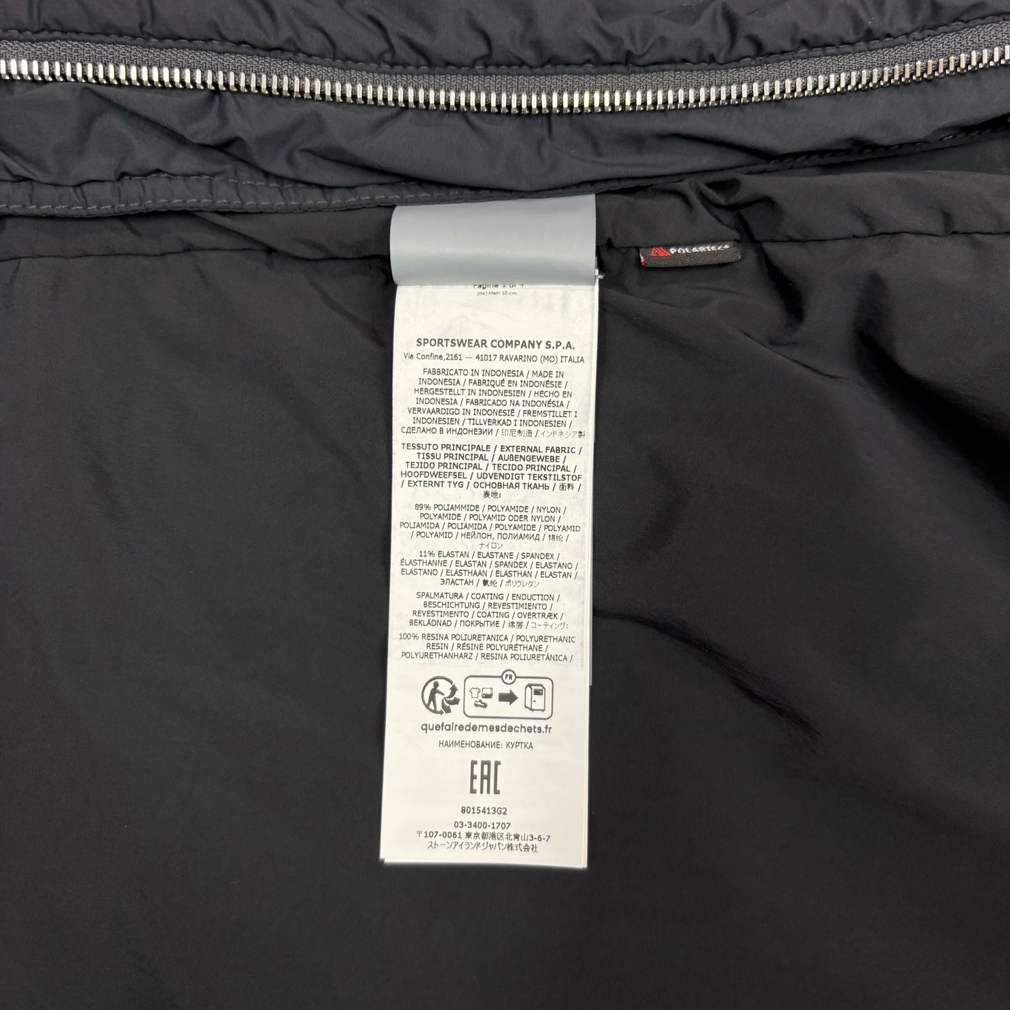 Stone Island Black Marina Logo Skin Touch Nylon-TC S.I. Stellina Hooded Jacket