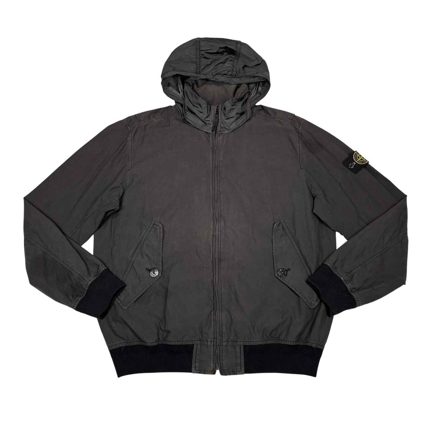Stone Island Grey Hooded Bomber Jacket
