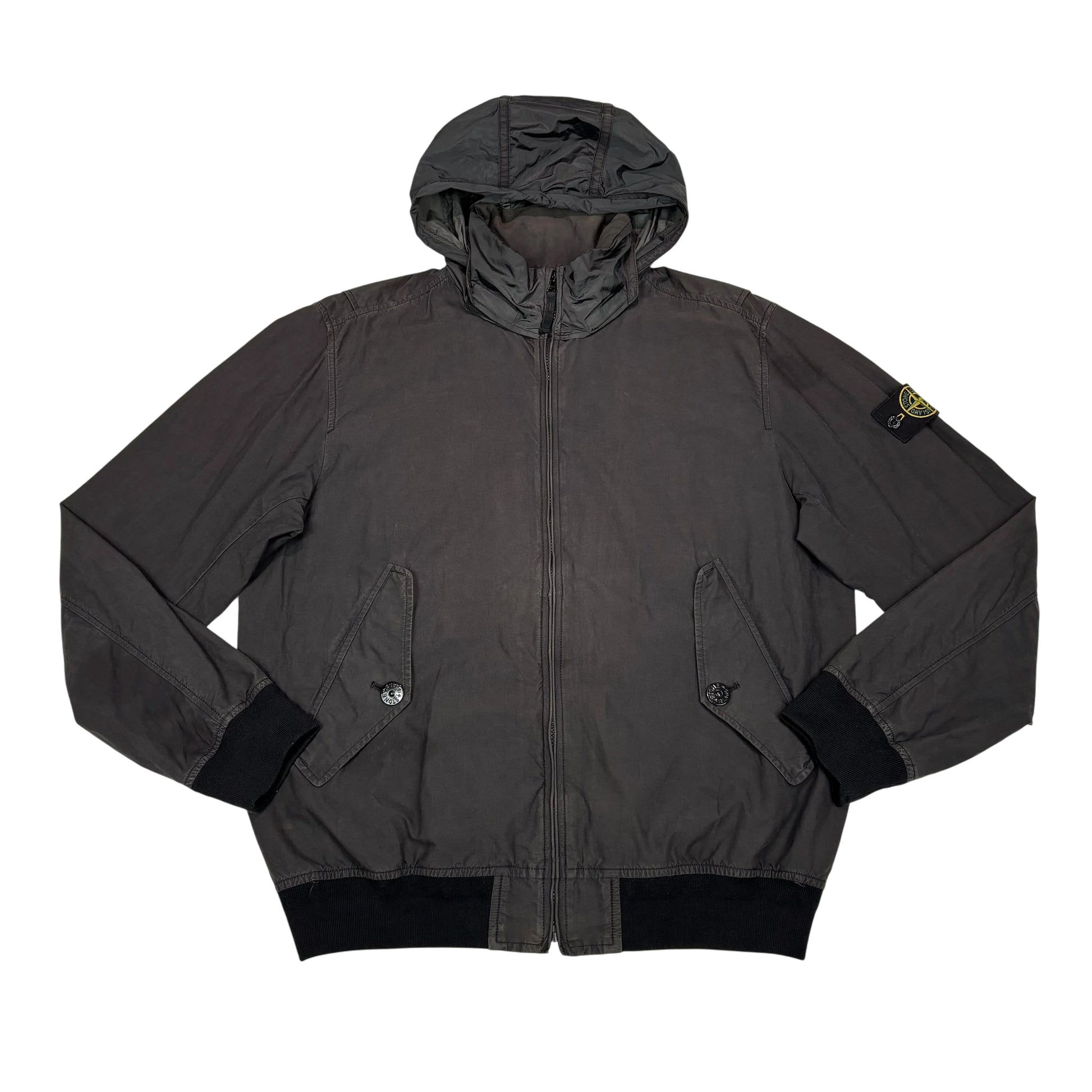 Stone Island Grey Hooded Bomber Jacket