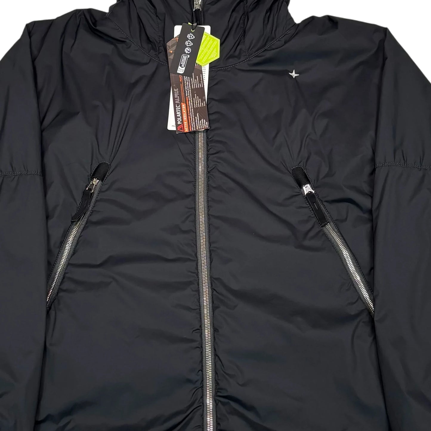 Stone Island Black Marina Logo Skin Touch Nylon-TC S.I. Stellina Hooded Jacket