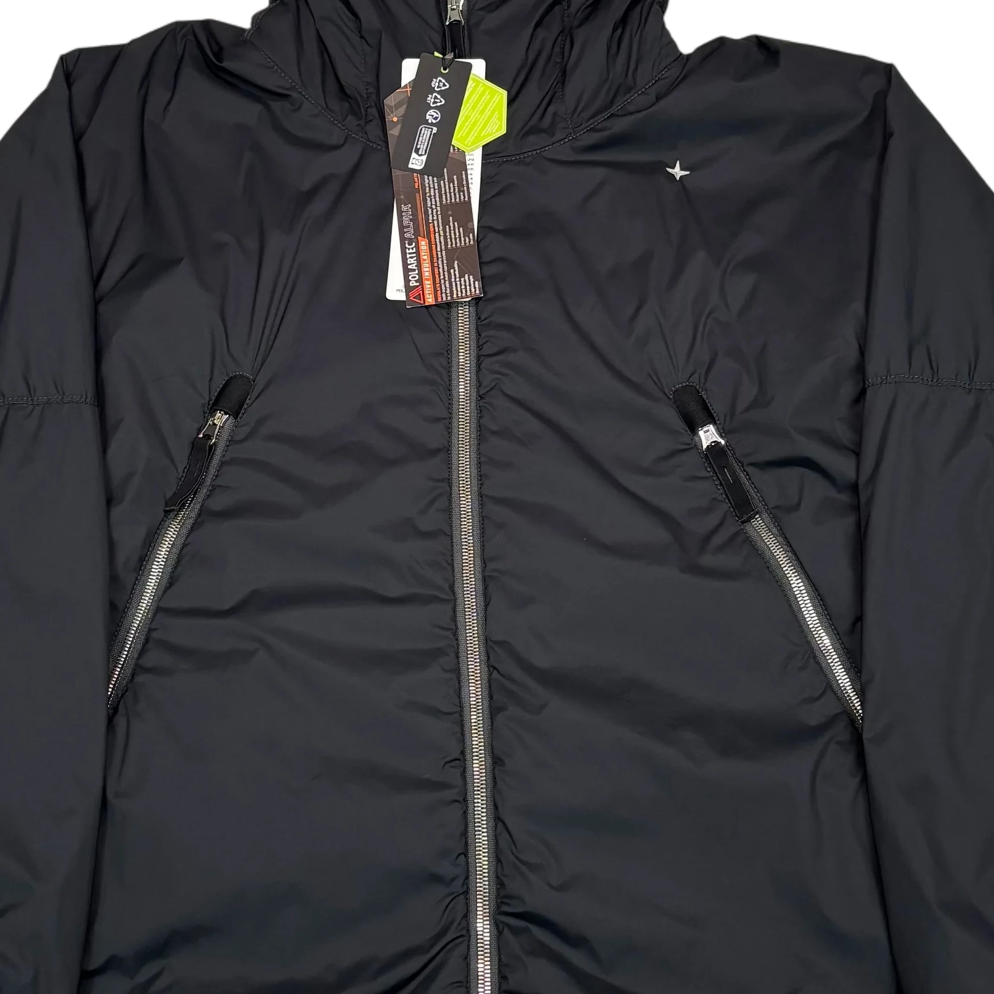 Stone Island Black Marina Logo Skin Touch Nylon-TC S.I. Stellina Hooded Jacket