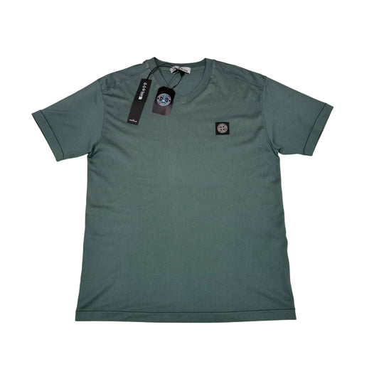 Stone Island Green Patch Logo V-Neck T-shirt