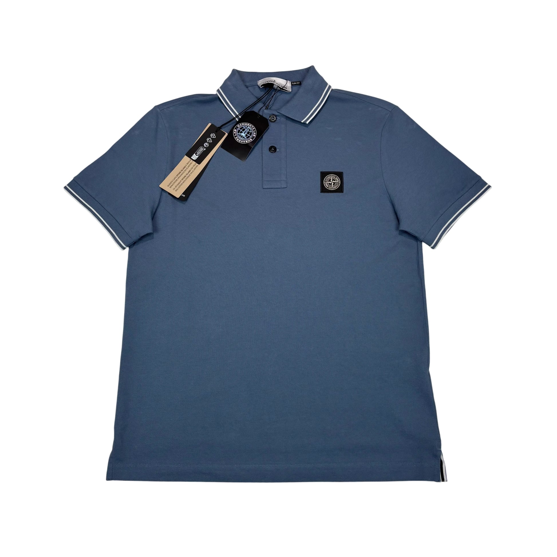 Stone Island Blue Patch Logo Polo Shirt