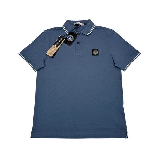 Stone Island Blue Patch Logo Polo Shirt