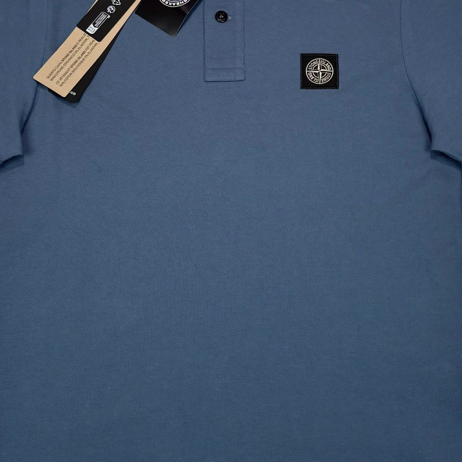 Stone Island Blue Patch Logo Polo Shirt
