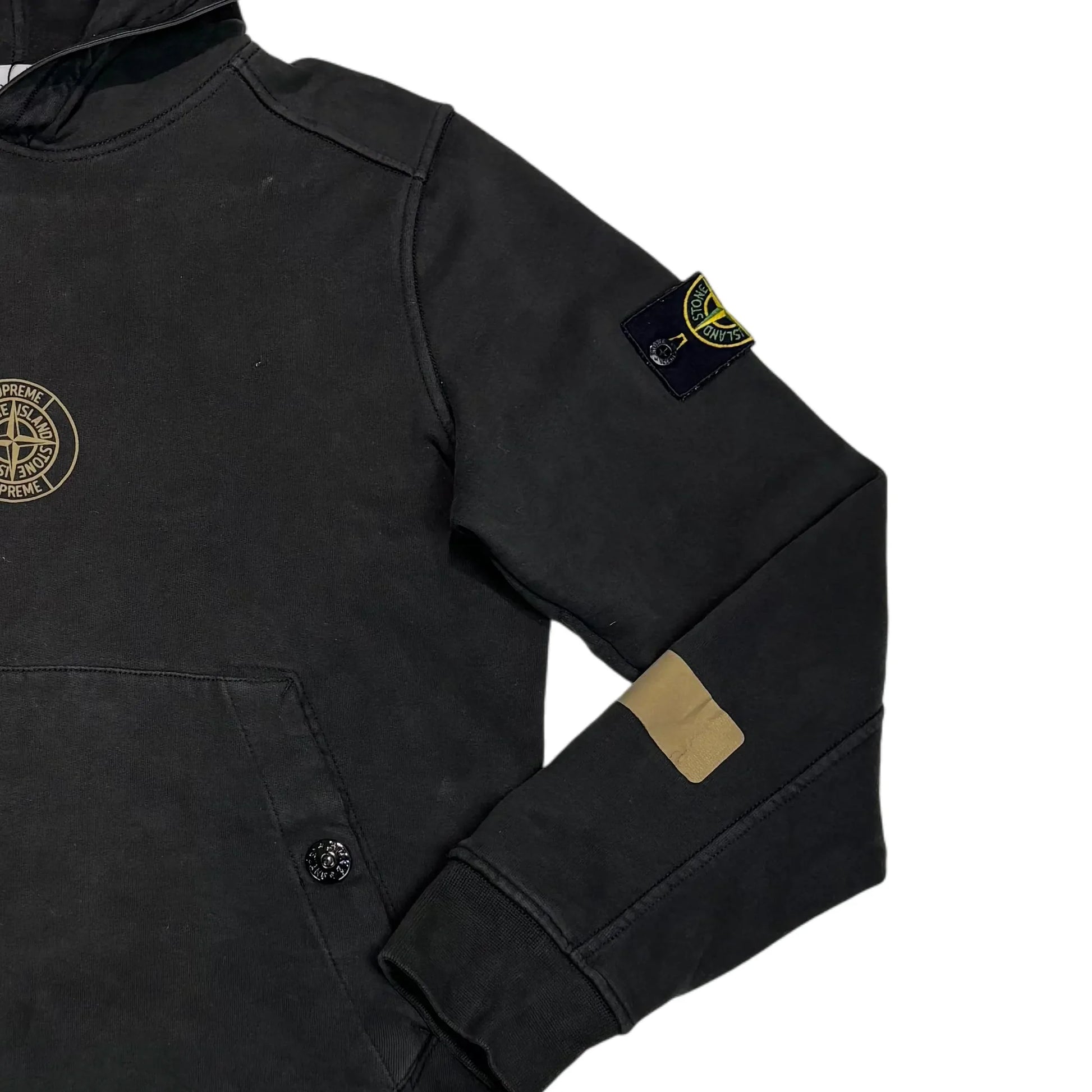 Stone Island x Supreme Black Compass Patch Hoodie