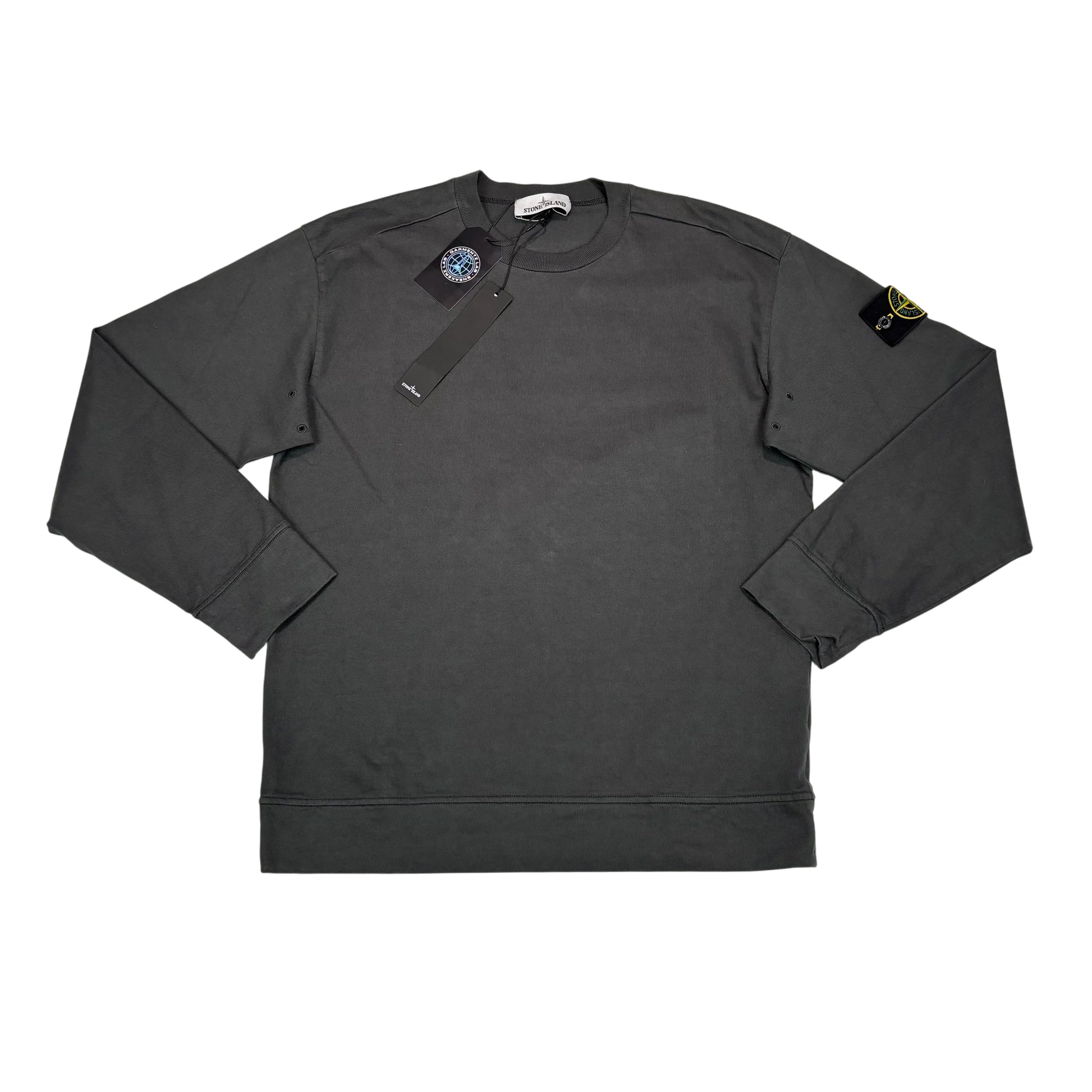 Stone Island Grey Compass Patch Breathable Crewneck Jumper