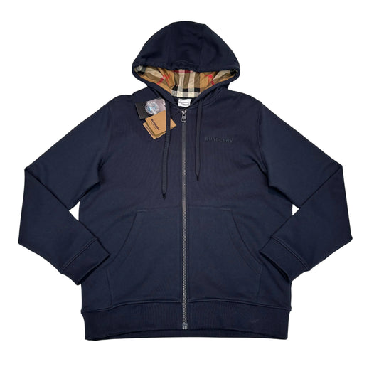 Burberry Navy Inside Check Zip Hoodie