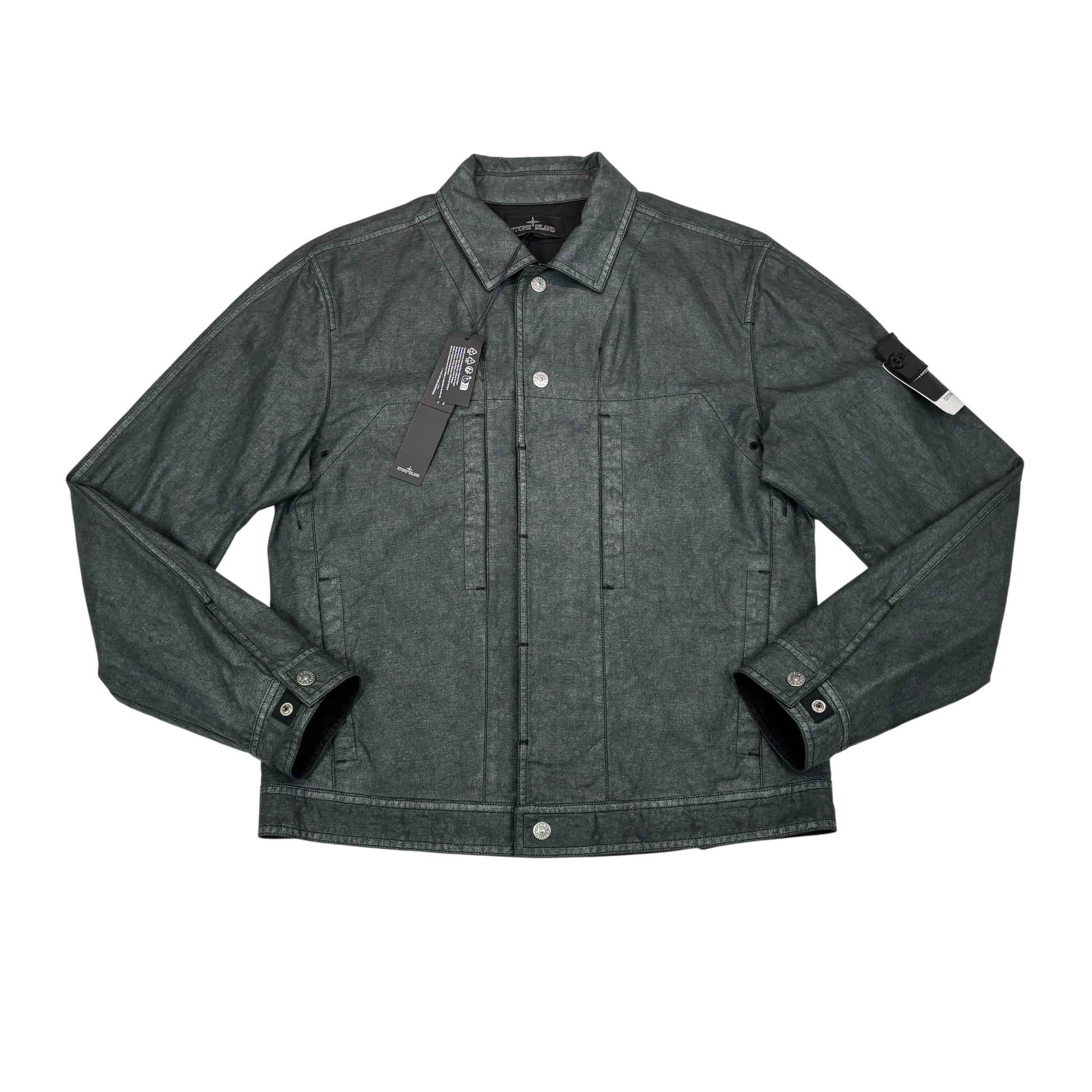 Stone Island Gray Cotone Canapa Placcato Shadow Project Compass Patch Jacket
