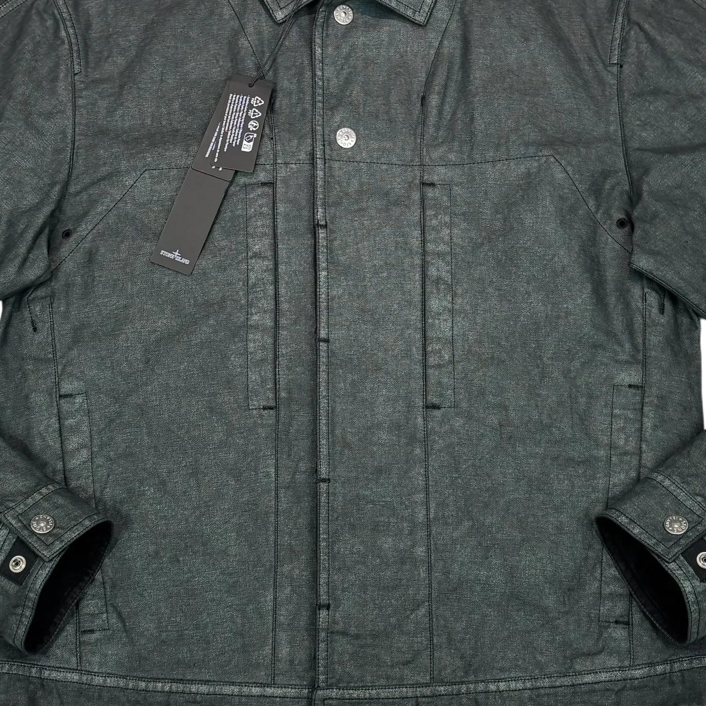 Stone Island Gray Cotone Canapa Placcato Shadow Project Compass Patch Jacket