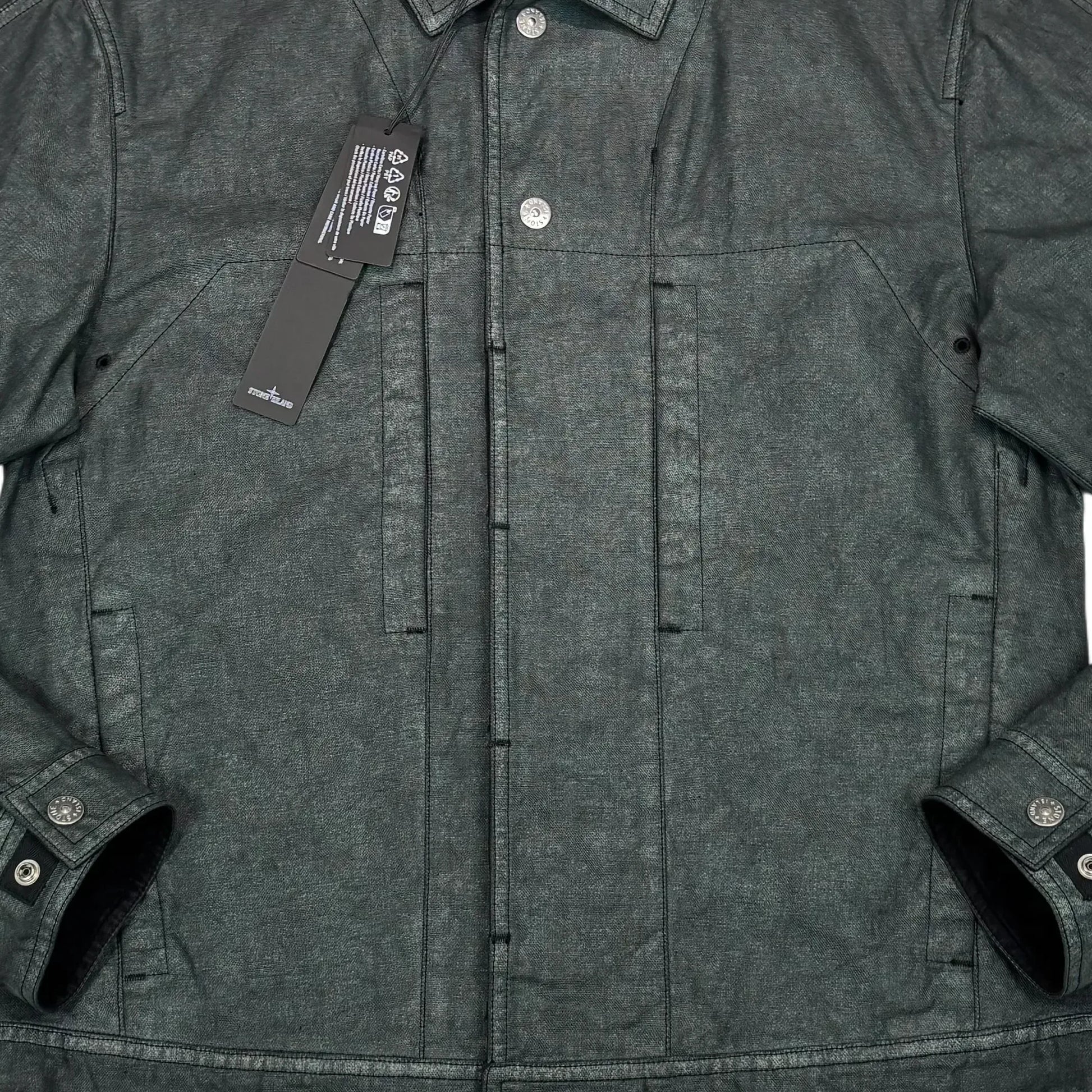 Stone Island Gray Cotone Canapa Placcato Shadow Project Compass Patch Jacket