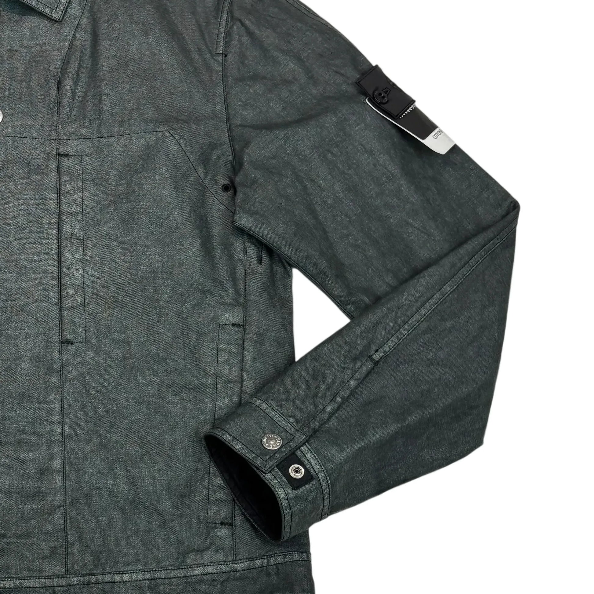 Stone Island Gray Cotone Canapa Placcato Shadow Project Compass Patch Jacket