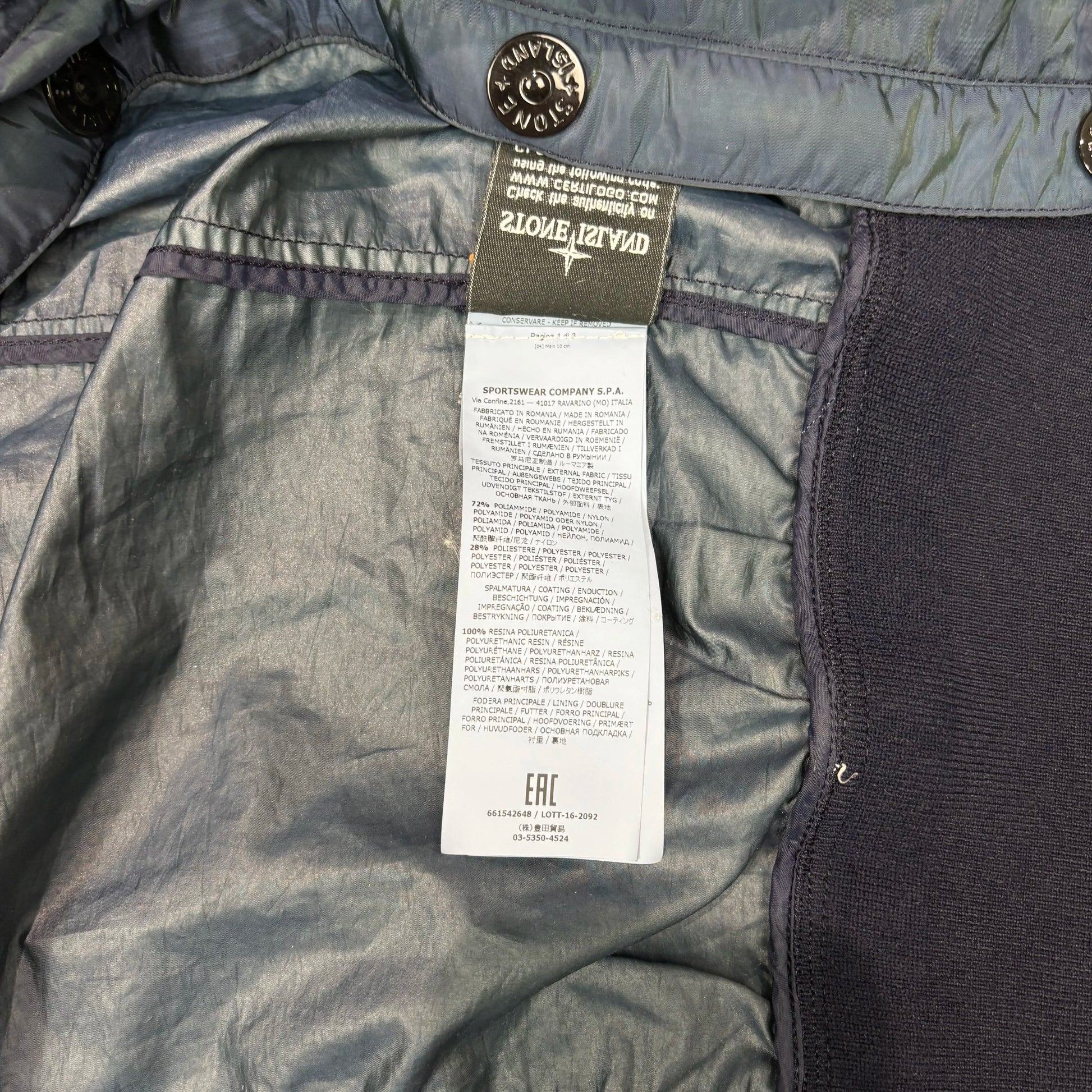 Stone Island Blue Nylon Metal Watro Colour Weft Bomber Jacket