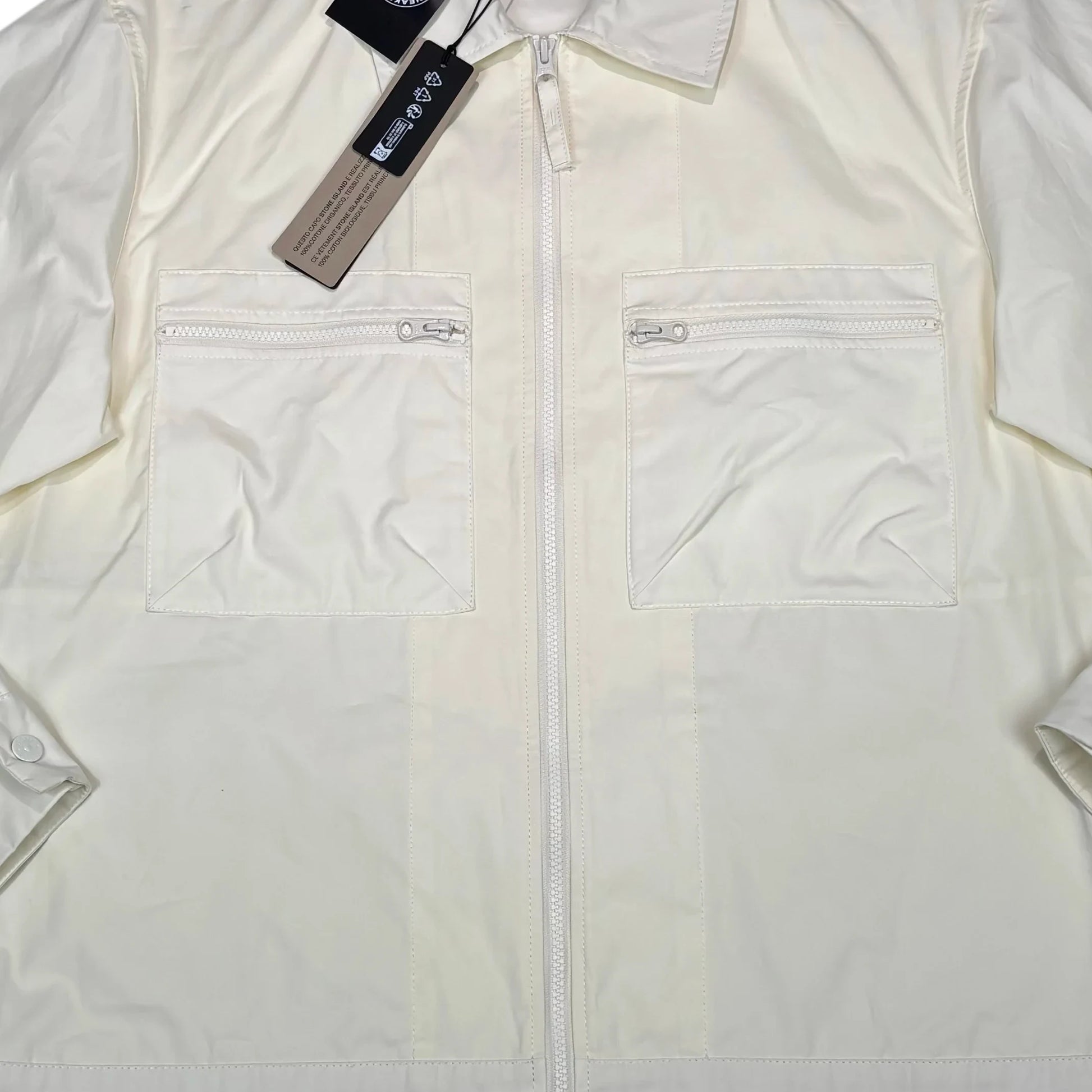 Stone Island White Ghost Badge Collared Overshirt Jacket