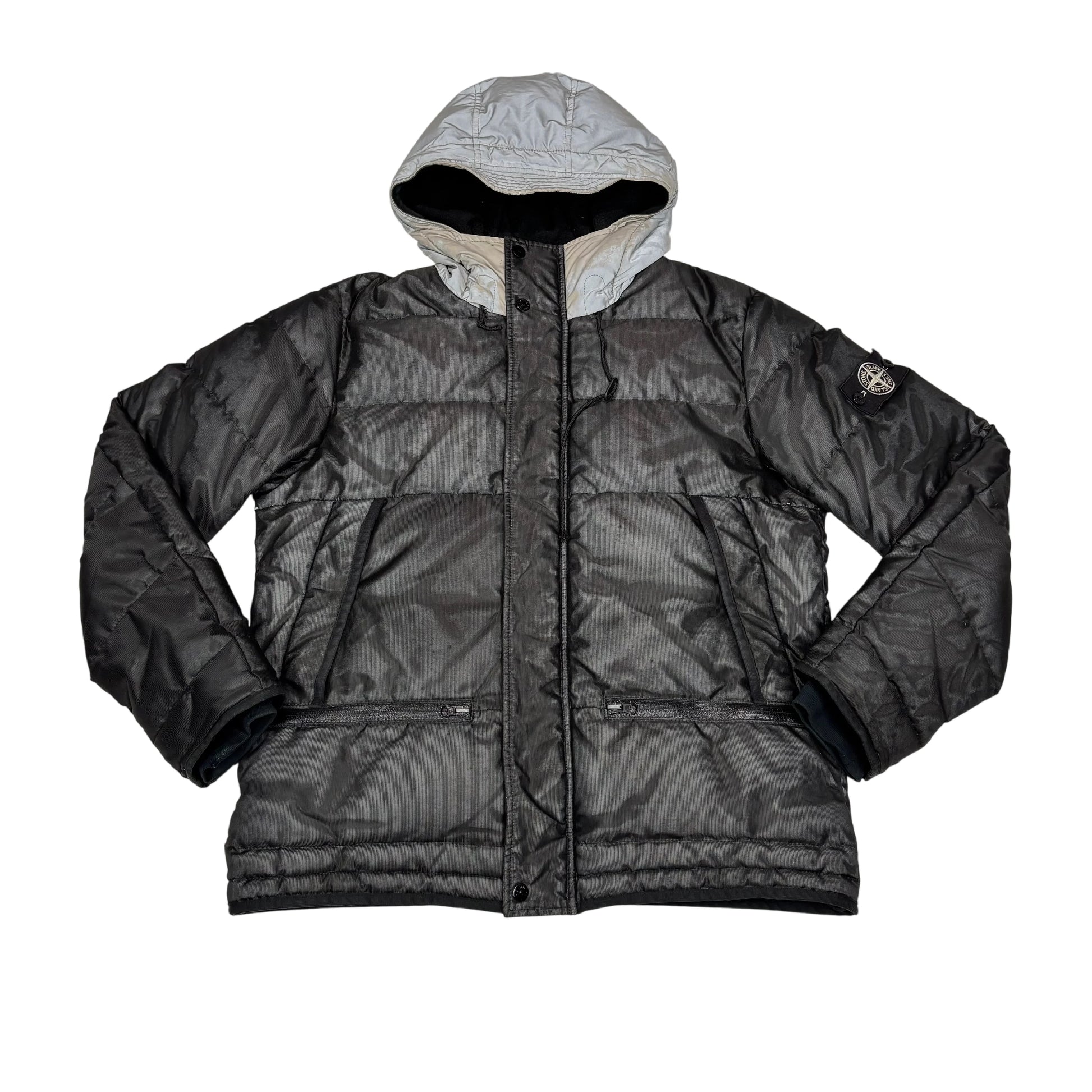 Stone Island Grey Special Process Reflective Puffer Jacket
