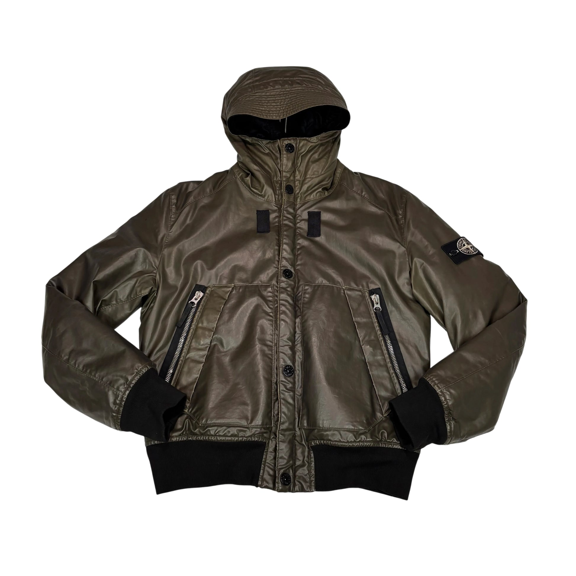 Stone Island Green Special Process Waxed Ice Jacket