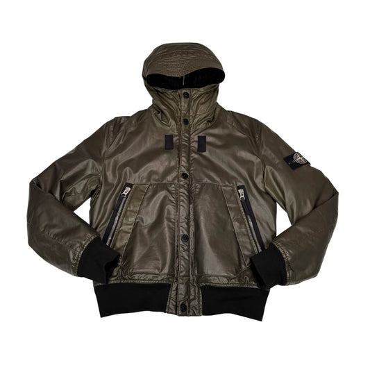 Stone Island Green Special Process Waxed Ice Jacket