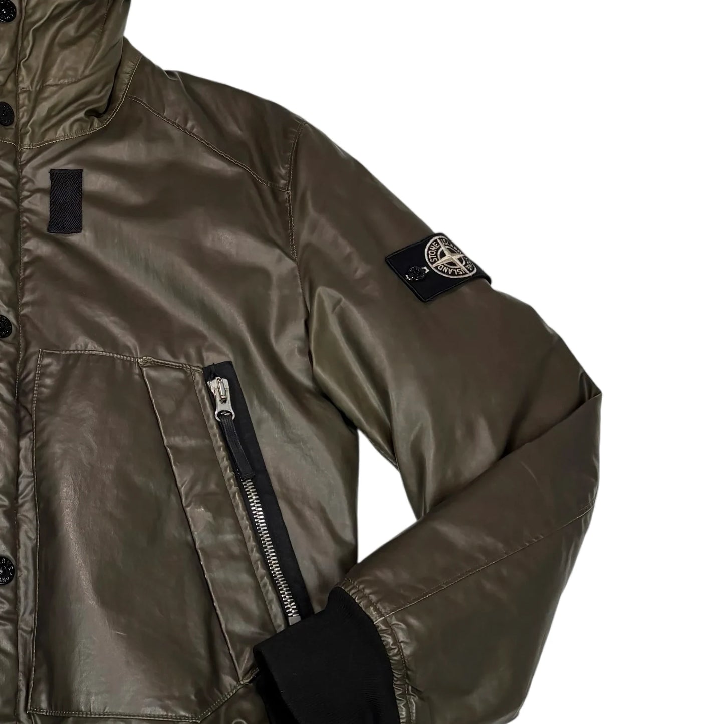 Stone Island Green Special Process Waxed Ice Jacket