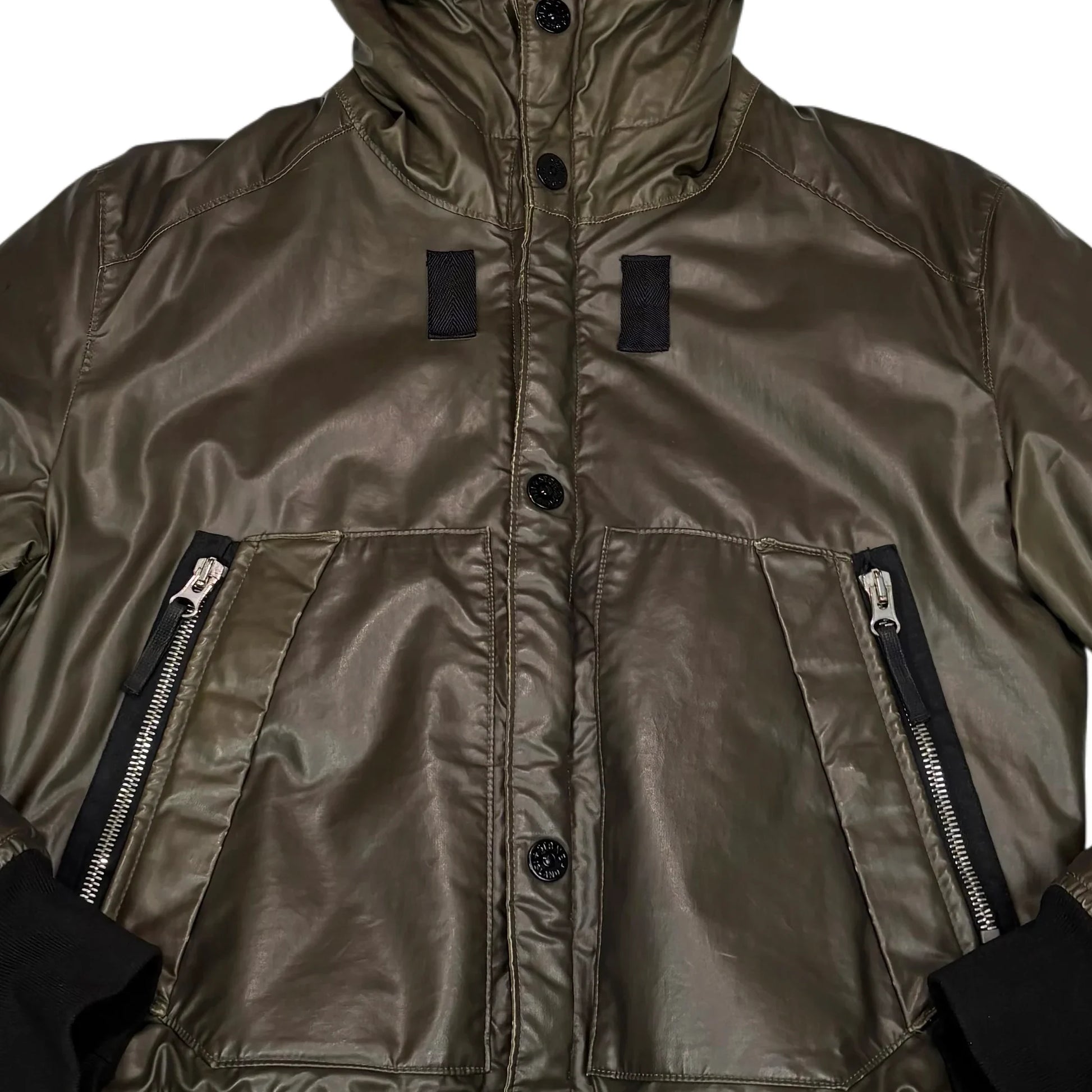 Stone Island Green Special Process Waxed Ice Jacket