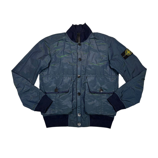 Stone Island Blue Nylon Metal Watro Colour Weft Bomber Jacket