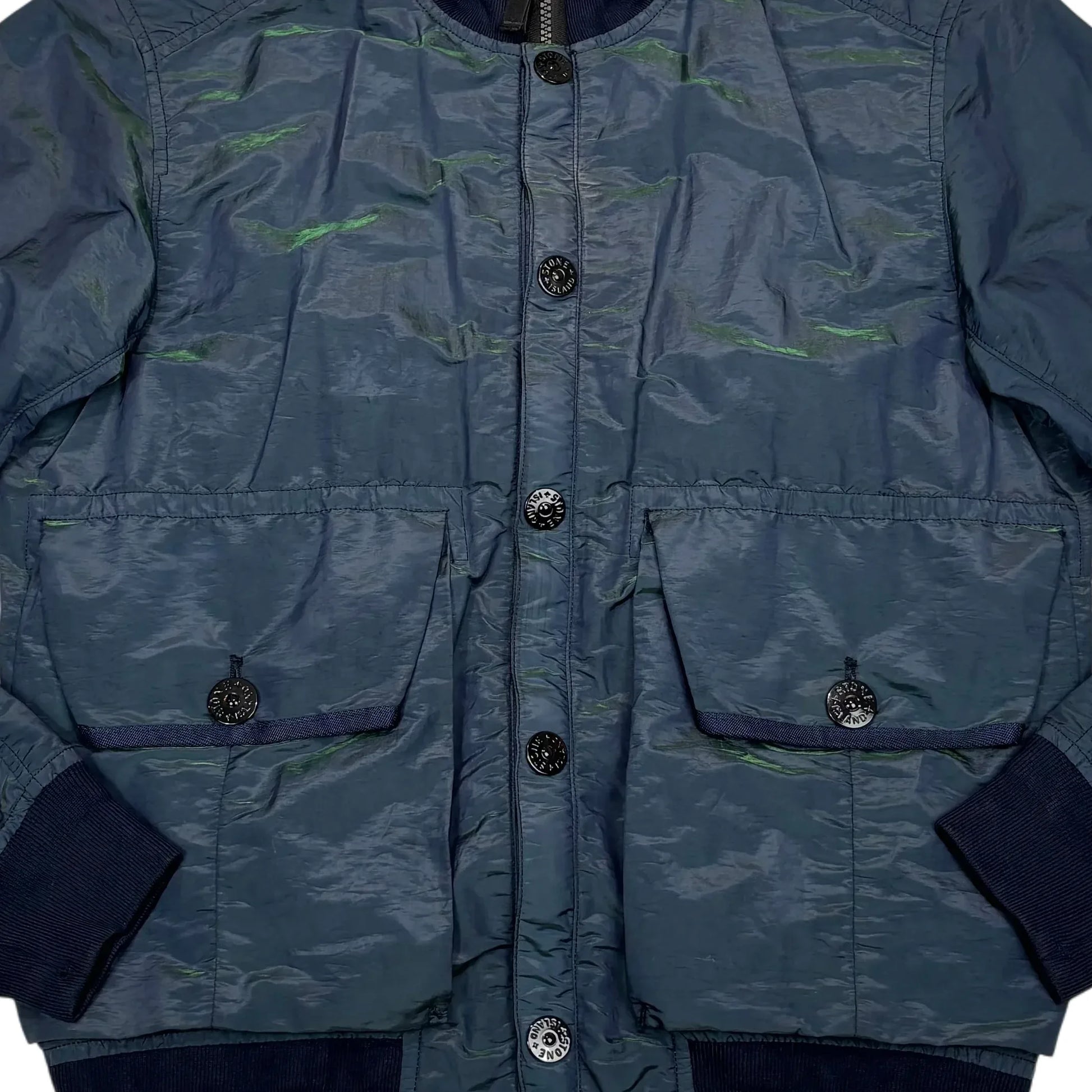 Stone Island Blue Nylon Metal Watro Colour Weft Bomber Jacket