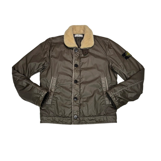Stone Island Brown Mussola Gommata Collared Jacket