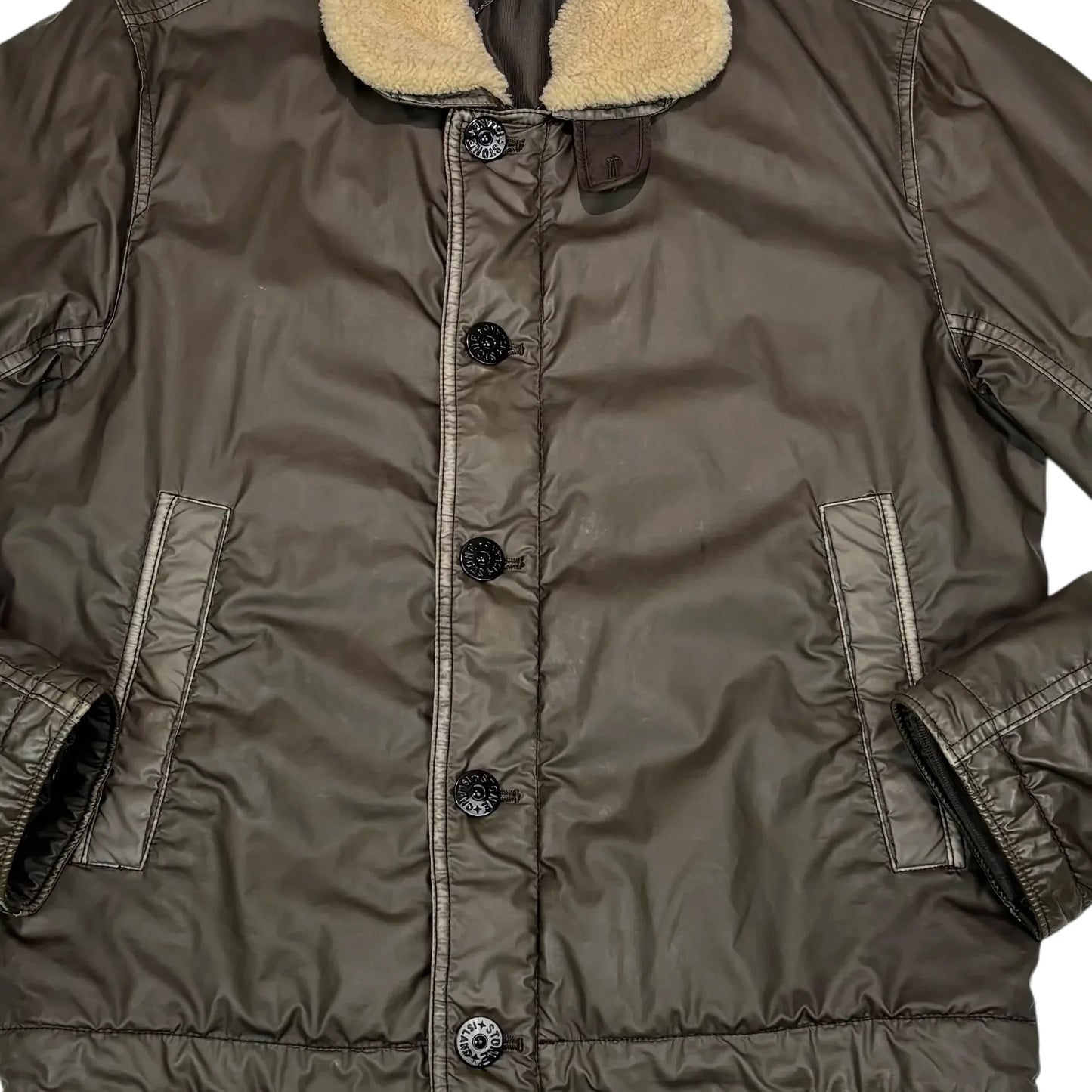 Stone Island Brown Mussola Gommata Collared Jacket